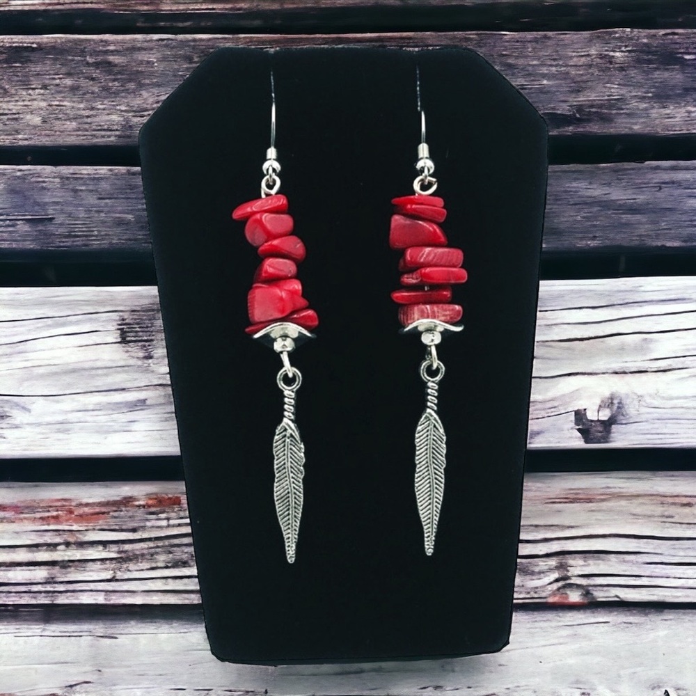 sponge coral  leaf steel post earrings